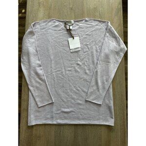 Bianco & Blue Lavender Boatneck Sweater Cashmere Silk Wool Blend Medium